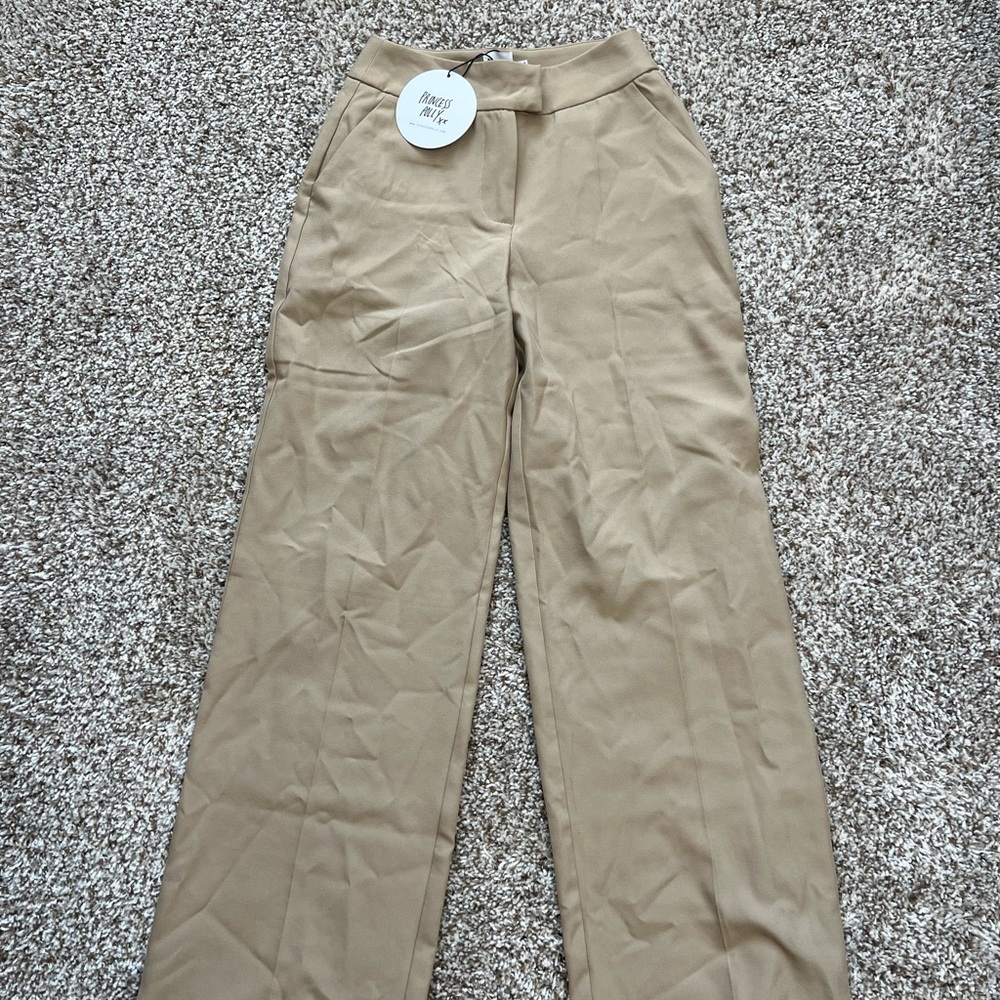 Beige Wide-Leg Trousers